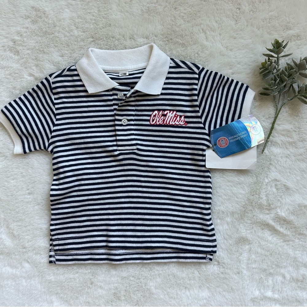 Creative Knitwear | NWT - Ole Miss Soft Stripe Polo - Size 12 Months